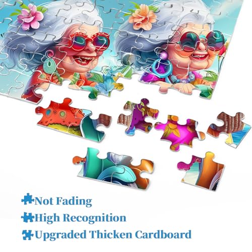 Summer Beach 1000 Piece Puzzle for Adults, PICKFORU Funny Beach Ride Jigsaw Puzzles, Unique Difficult Grandma Motorcycle Theme as Home Decor by PICKFORU - Image 4