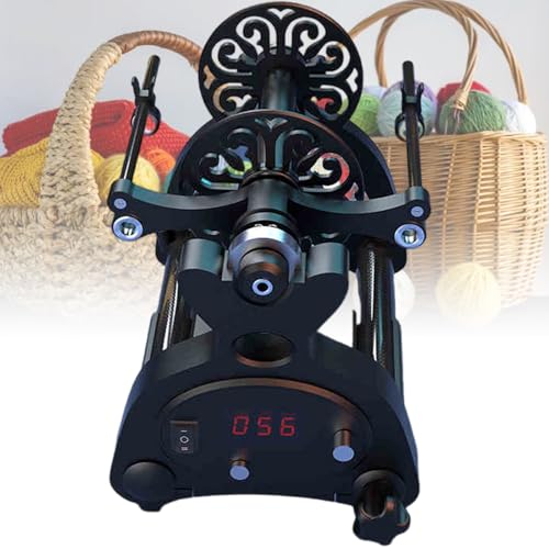 vnmudzeo Adjustable Speed Spinning Wheel Mini,120 g / 240 g Capacity Home Electric Winding Machine Digital Display,with Forward Reverse Switch,Black