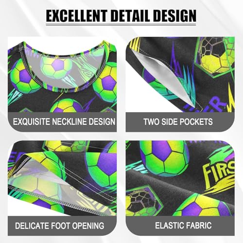 Soccer Ball Dark Pajama Set Short Sleeve Nightwear Soft Clothes Set Summer Pajamas Cotton 5Y4