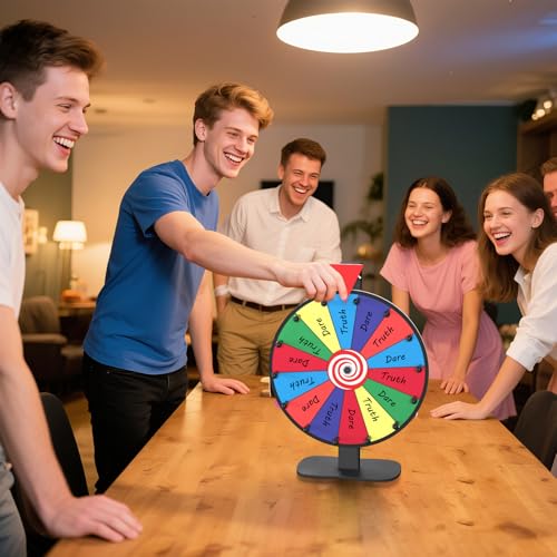 Retbtnm 12 Inch Price Wheel, 14 Slots Spinning Wheel for Price, Heavy Duty Base Spinner for Explosive Classroom, Birthday Moments, Parties