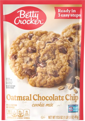 Image of Betty Crocker Cookie Mix, Oatmeal Chocolate Chip, Holiday Baking, 17.5 oz (Pack of 4)