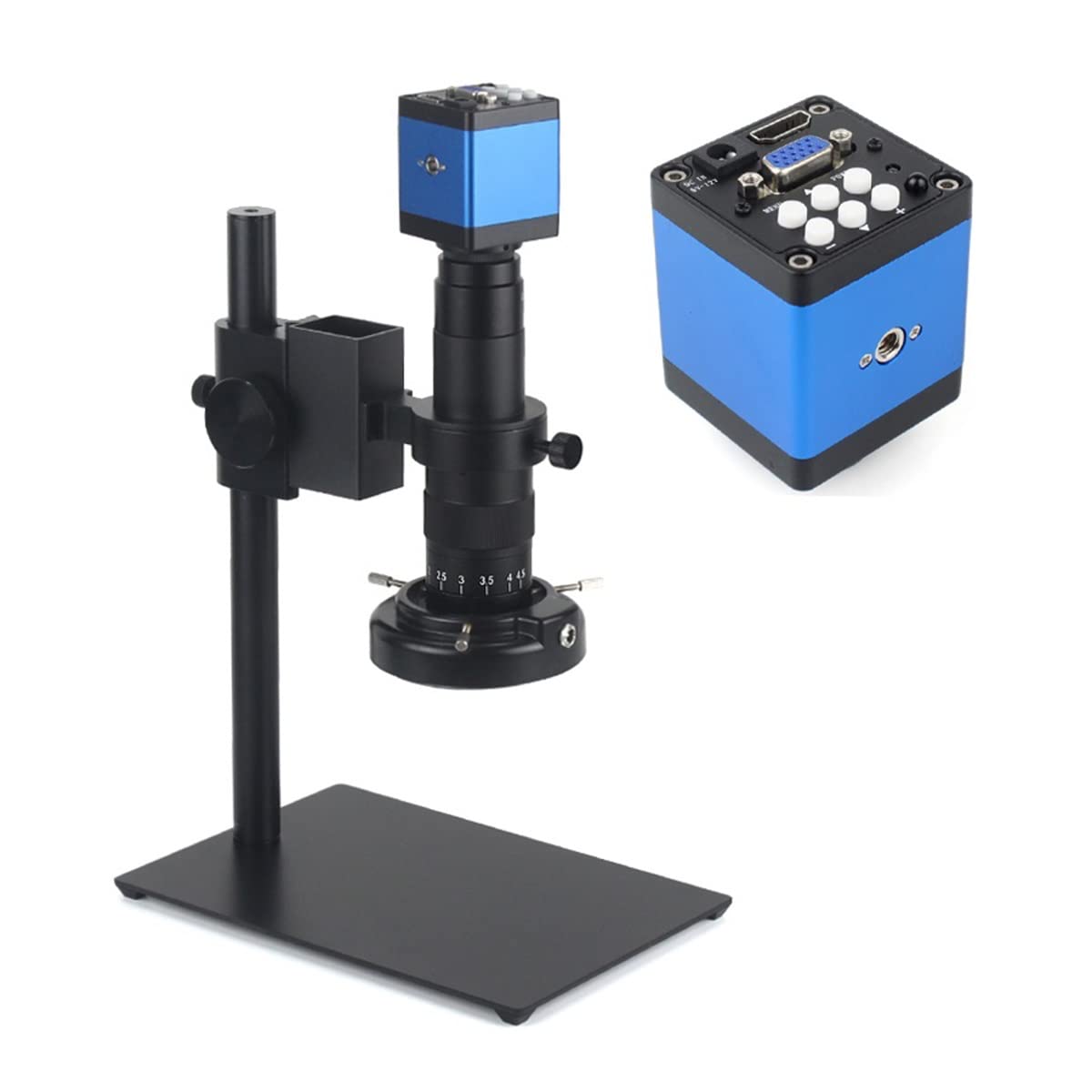 ASerZenith Microscope Kit 48Mp 4K 2K Digital Video Microscope Camera Industrial Monocular 180X Zoom C-Mount Lens Microscope Lens Adapters