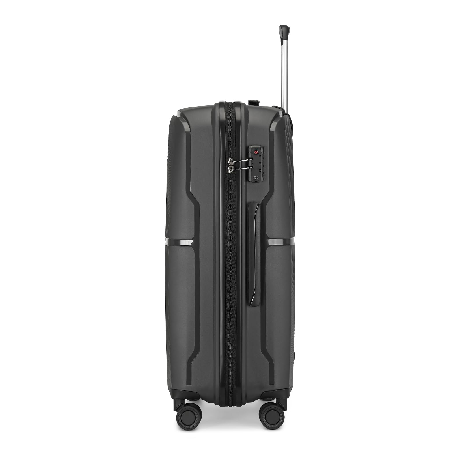 British Traveller Juego de 3 Maletas de Viaje Cabina 55/67/76CM Polipropileno Maletas de Viaje Grandes 23 Kilos con Cerradura TSA (Negro)