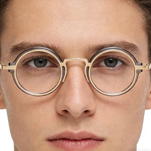 Image of Classic Round Glasses for men women Circle Blue Light Eyeglasses Hippie Style Non Prescription Eyewear