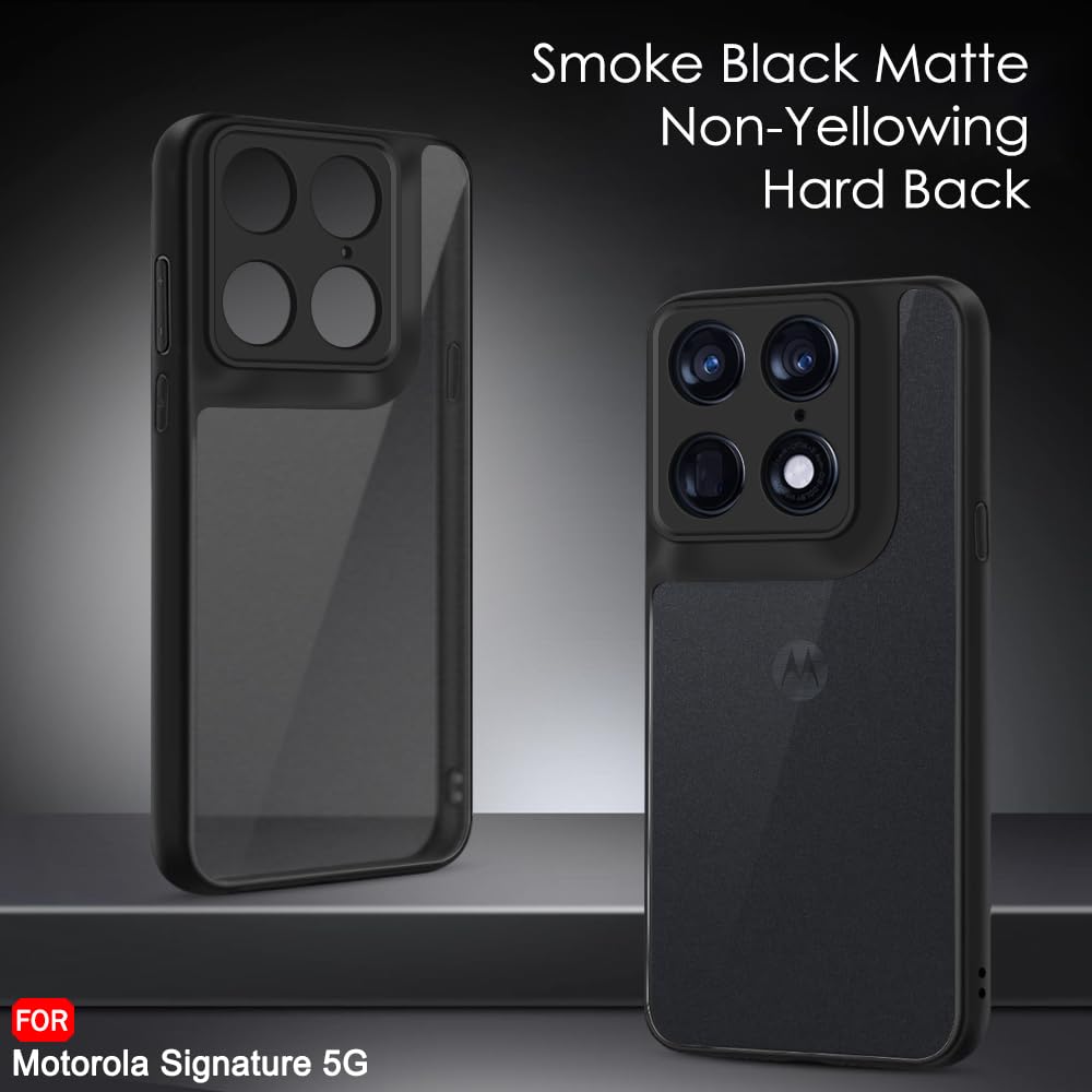 TheGiftKart Hybrid Shockproof Back Cover Case for Motorola Moto Signature 5G | Camera Protection Module | Hard Back Case Cover for Moto Signature (PC & TPU, Translucent Smoke Matte Back, Black Sides) — Amazon image 3