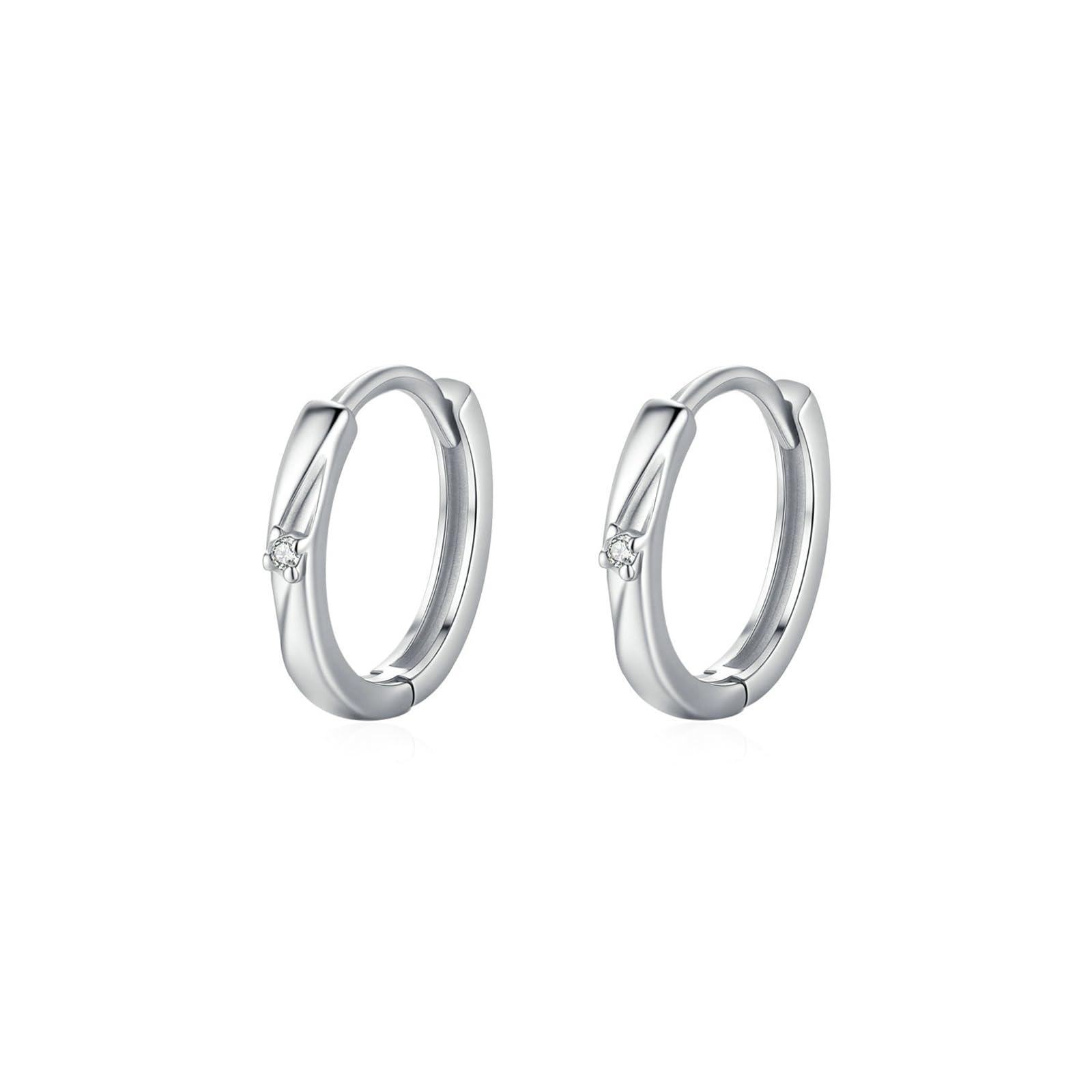 Pendientes de aro para mujer, oro blanco de 18 quilates, Mobius con diamante