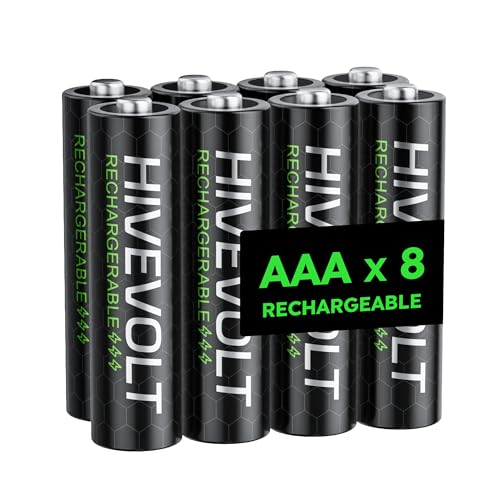 HIVEVOLT Rechargeable AAA Batteries 1100mAh High Capacity Triple A Battery NiMH Low Self Discharge 8 Count