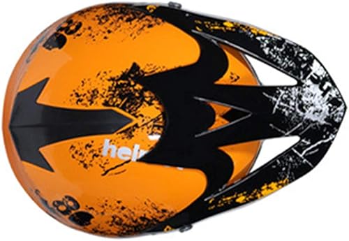 Miniatura 3 de Casco de Motocicleta Dirt Bike Todoterreno Motocross ATV para Hombres y Mujeres, Casco de Competición Profesional Certificado DOT (Naranja, Mediano)