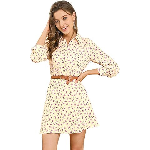 Allegra K Vestido Camisero Estampado Floral De Lunares Cover