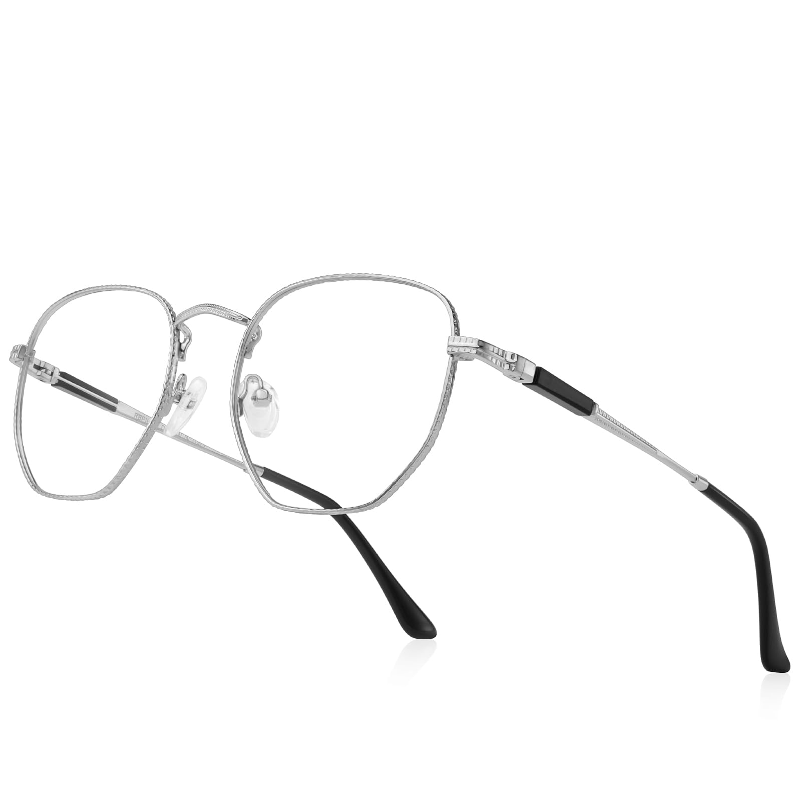 RB.Pilot Classic Square Polygon Reading Glasses for Men Women Light Blocking Computer Readers Spring Hinge Metal Frame