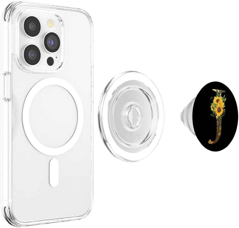 Sunflower Pop Socket Letter J - Phone Case Stand J Popsocket PopSockets PopGrip: Swappable Grip for Phones & Tablets PopSockets PopGrip for MagSafe