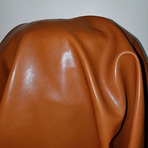 NAT Leathers | Tan Cognac Soft Faux Vegan Leather PU {Peta Approved Vegan} | 2 Yard 72 inch x 54 inch Wide Cut by The Yard | Synthetic Pleather 0.9mm Nappa Smooth Upholstery | 72x54 product thumbnail 2