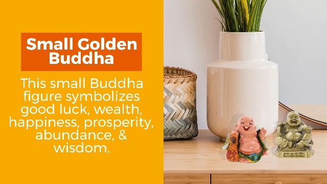Estatua pequeña de Buda feliz para decoración dorada miniatura 6