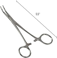 Vista 2 de MABIS Precision Kelly Forceps Locking Tweezers Clamp, Silver, Curved, 5-1/2 Inch, 1 Count (Pack of 1)