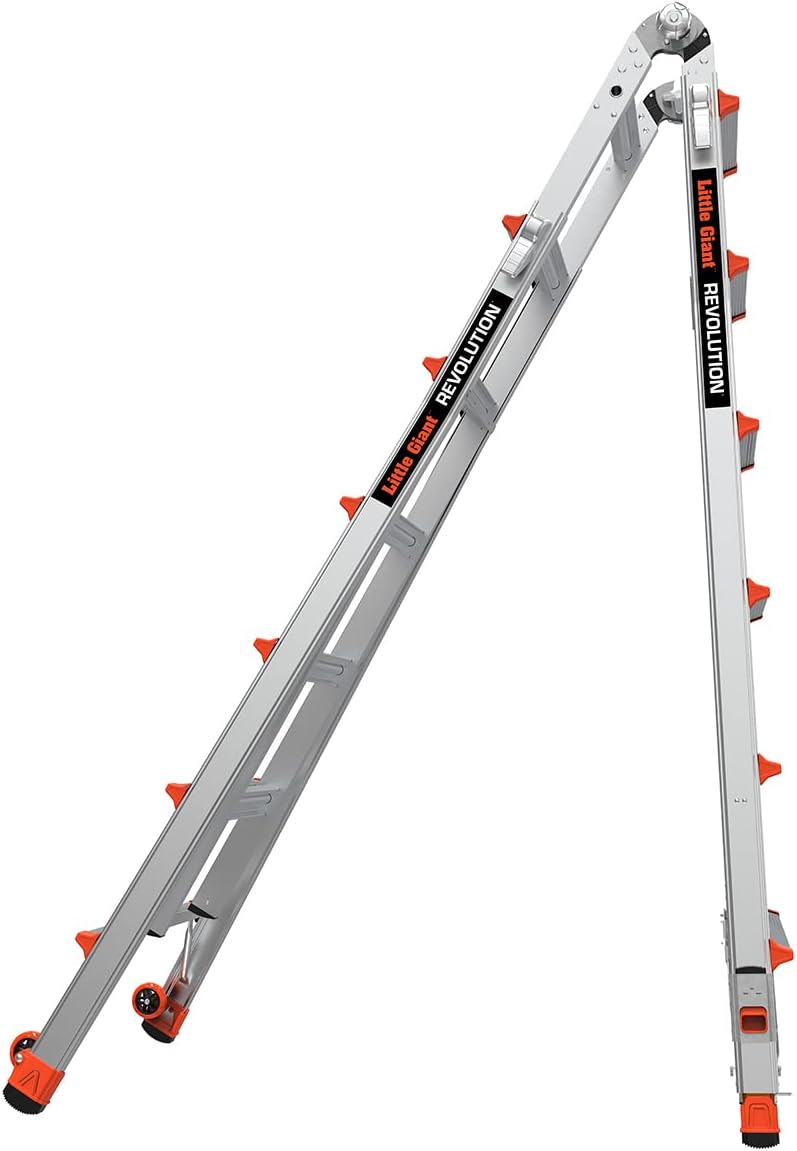 Revolution 2.0, Model 26 - ANSI Type IA - 300 lb Rated, Aluminum Articulated Extendable Ladder with TIP & Glide Wheels and Ratchet Levelers