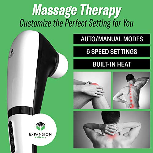 Handheld Back Massager 2600 mah With Heat for Muscles, Back, Foot, Neck, Shoulder, Leg, Calf Pain Relief – Cordless, Electric Percussion Full Body Massager- 6 Speeds