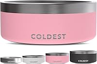 Vista 60 de Coldest Cuenco de metal antioxidante, antideslizante, 3 capas aisladas, acero inoxidable, perro, gato, mascota, antiderrames, sólido, para agua