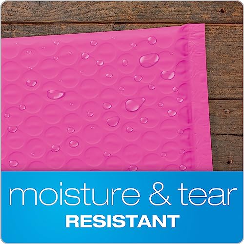 Image of Quality Park Bubble Mailers, 6 x 9 Inch, Pink Poly Mailers, Padded Envelopes, Shipping Envelopes, Water Resistant, Self Seal, 50 Per Box (QUA85858)