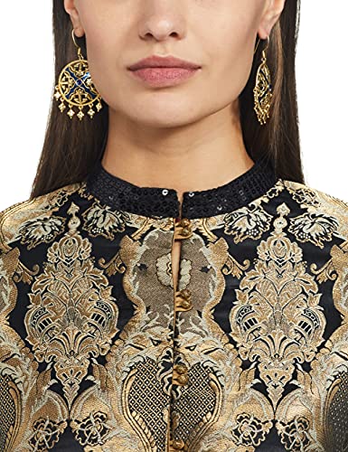 Image of W for Woman Women's Blended Regular Fit Zari Regular Kurta