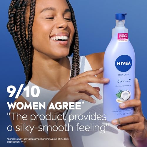NIVEA Oil In Lotion Body Lotion, Coconut and Monoi Oil, 16.9 FL OZ | Coconut Scented Lotion Enriched with Manoi Oil, Instant Smooth Skin Feel, Fast-Absorbing, Non-Greasy, 48-Hour Moisturizer - image 8