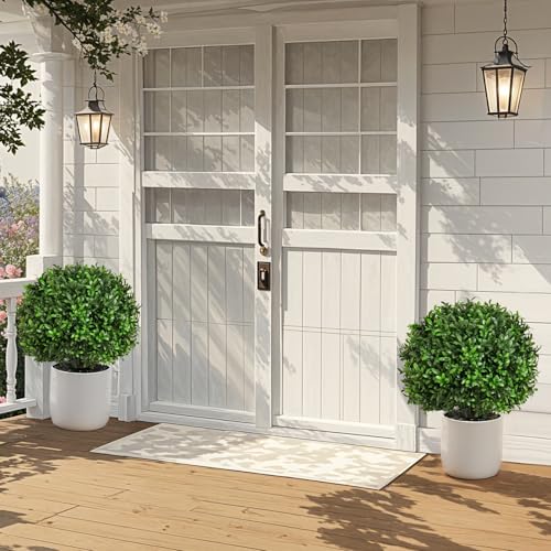 Image of 24 inch Artificial Olive Topiary Ball Tree 2-Pack, UV Resistant Outdoor