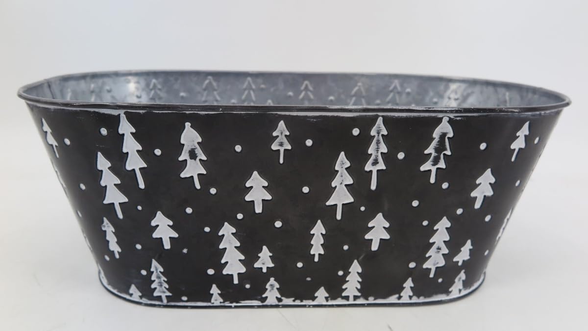 212 Main Black with White Trees Planter