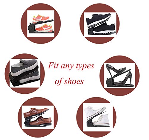 Yagizaai Bayou Shoe Slots, 8 Pcs Shoes Slots Organizer, 4-Level Adjustable Shoe Stacker, Upgraded Shoe Space Saver, 50% Space-Saving Shoe Holders(Black) #TOP3