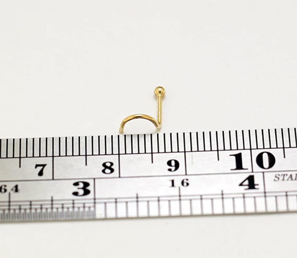 Monster Piercing | 9K Gold Echtgold | Nasenpiercing Nasenstecker Stud | Stabstärke: 20G (0,8 mm) | Stablänge: 7mm | Kugelgröße: 2mm | Hypoallergen