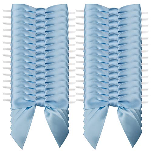 7Rainbows 30Pcs Boutique 3.5" Light Blue Satin Ribbon Twist Tie Bows For Tying Up Packages Gift Wrapping #TOP3