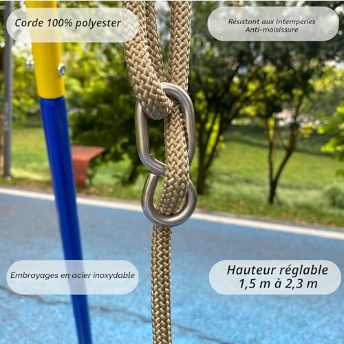 Siège balançoire seau complet bébé avec corde réglable pour portique extérieur