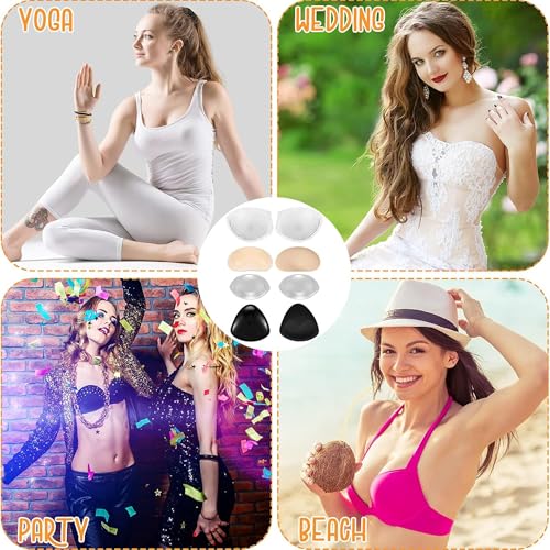 Image of SATINIOR Silicone Bra Inserts Breathable Enhancers Waterproof Push Up Bra Pads Non Slip Reusable Pad for Bikini