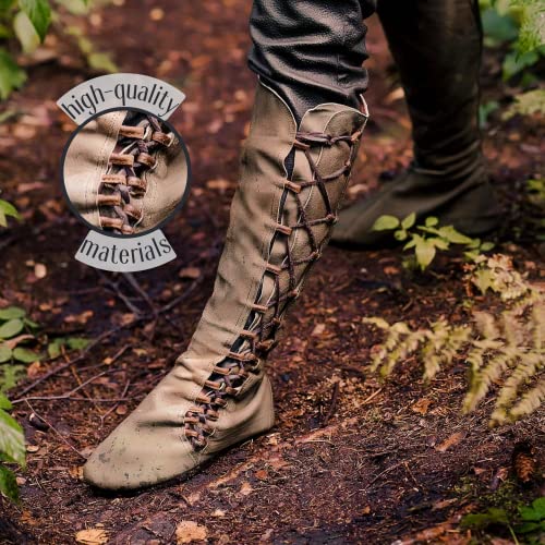 Medieval Legol Genuine Leather High Boots for LARP Fests Ancient Look Cospaly Designed with Artificial Aging Effect for Women Men (7.5) 2 Medieval Legol Genuine Leather High Boots for LARP Fests Ancient Look Cospaly Designed with Artificial Aging Effect for Women Men (7.5)