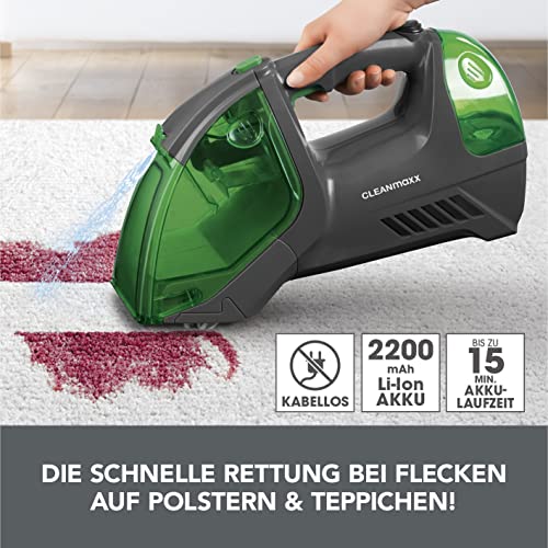 CLEANmaxx Bekleding- en tapijtreiniger, draadloos, draagbaar en handig, geschikt voor gestoffeerde meubels, matrassen, tapijten en autostoelen, 2200 mAh accu voor maximaal 15 minuten continu gebruik, - Image 3