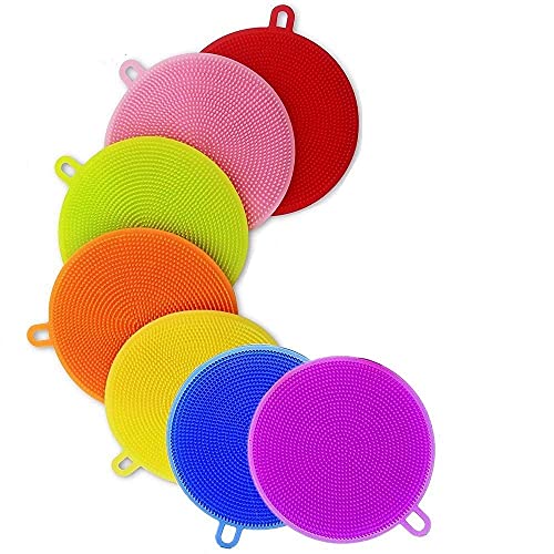 P M H Corporation P M H Corporation Silicone Scrubber Dishwashing, 100% Food Grade Kitchen Dish Washing Sponge Brush – Kitchen Wash Tool Pot/Pan Dish Bowl/Washing Fruit and Vegetable (Assorted Color Will be Sent)(Set of 2)