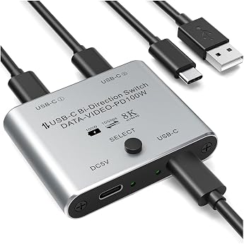 8K USB C Switch Bidirectional USB-C KVM Switch Supports 8K 60Hz/4K144Hz Video 100W PD 10Gbps Data Transfer