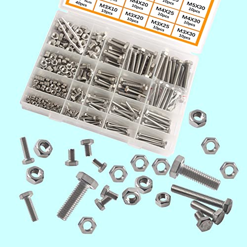 HVDHYY M3 M4 M5 M6 Nut and Bolt set Machine Screws & Nuts Assortment kit 304 Stainless Steel Outer Hexagon Head Socket Button with a Reusable Storage Box (320pcs) - Image 4