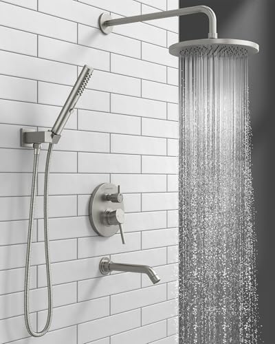 Image of Lava Odoro Modern Rain Bathtub and Shower Faucet Set, SF104-BN-T
