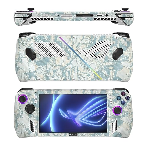 Image of MightySkins Carbon Fiber Skin Compatible with Asus ROG Ally - Blue Seashells | Protective, Durable Textured Carbon Fiber Finish | Easy to Apply