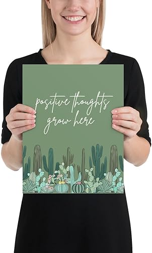 Miniatura 2 de So Sketchy Póster de pensamientos positivos crecen aquí  Póster de positividad  Arte de pared de plantas de cactus