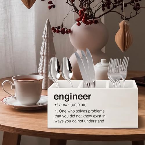 Image of Engineer Gifts Wooden Pen Pencil Holder for Office Desk Accessories, Best Engineering Gifts Makeup Brush Toothbrush Holder Organizer for Bathroom