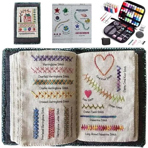 Genérico Kit Bordado Principiantes, Kit De Bordado, Libro De Puntadas De Bordado Incluye Un Kit De Costura, UíA Completa Para Principiantes Adultos, Aprende FáCilmente En Casa Y De Viaje