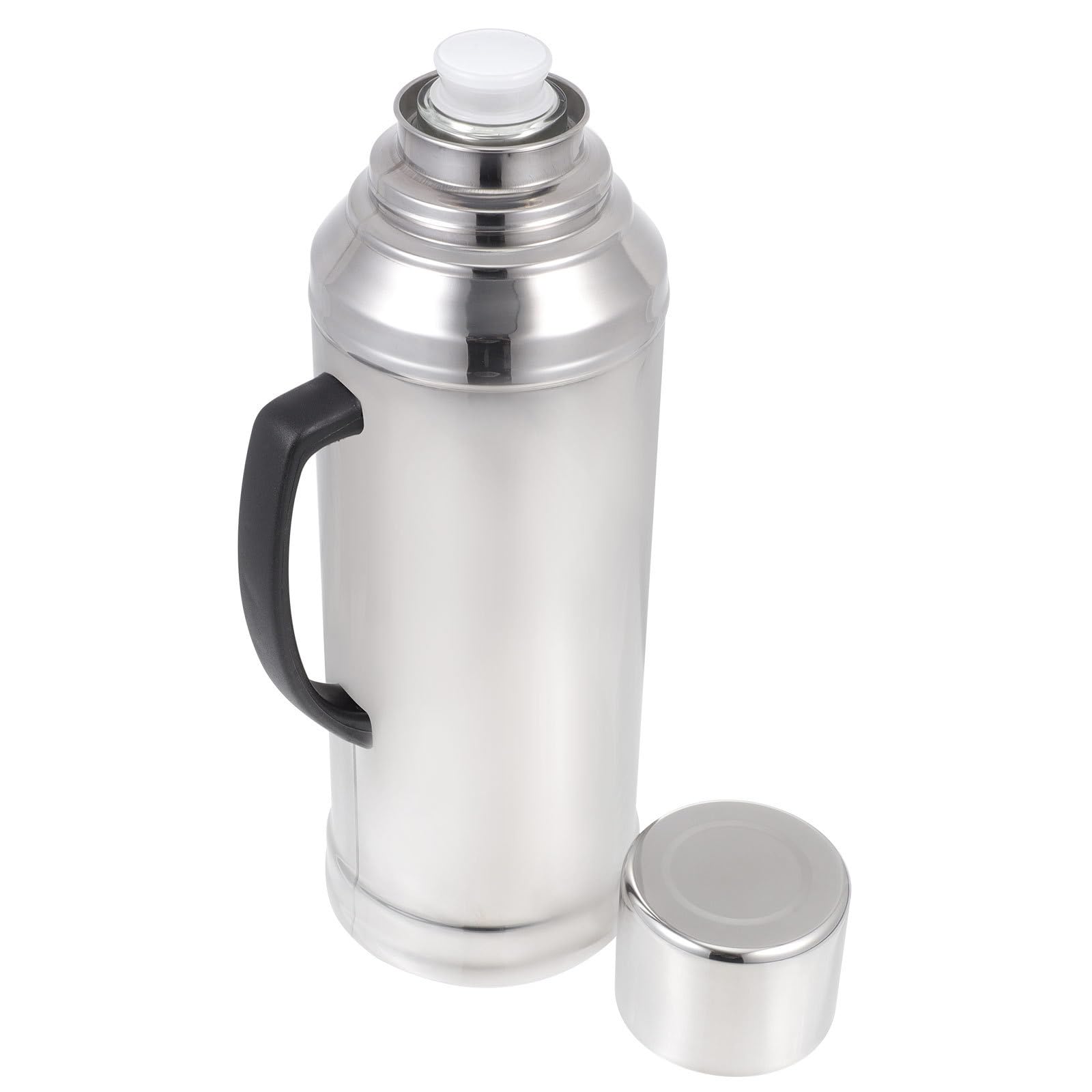 GALPADA Pichet Isotherme en Acier Inoxydable Intérieur en Verre, Grosse Capacité Portable pour Bureau et Voyage, Bouteille Thermique Saine et Sécurisée Argenté