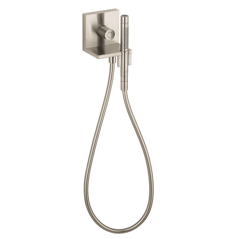 AXORShowerSolutions Luxury 5-inch Handheld Shower Head Set with Valve Trim Modern Spray Easy Clean with Hose in Brushed Nickel, 2 GPM, 10651821