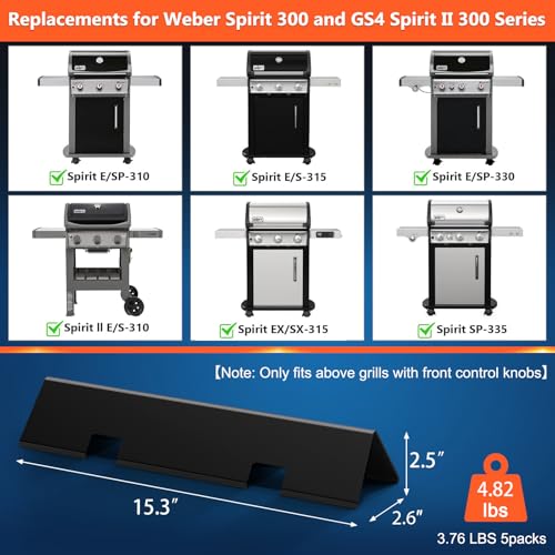 38,9 cm Aromaschienen für Weber Spirit 300 und GS4 Spirit II 300 Serie, passend für Spirit E/S310 E/S315 E/S320 E/S330 Grills mit frontseitigen Bedienknöpfen, Grill-Ersatzteile für Weber 7636 2