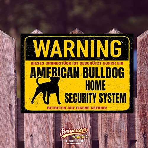 American Bulldog USA Dog Schild Warning Security System Türschild Hundeschild Warnschild