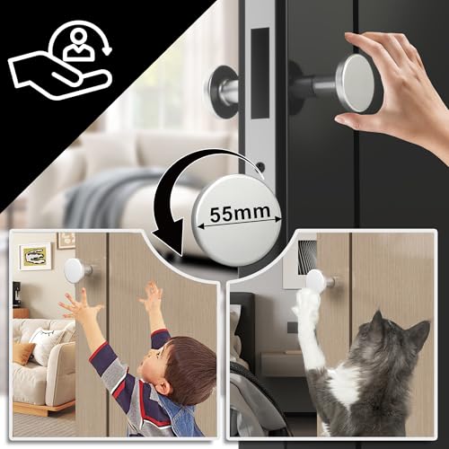 AwmnSrman Türknauf Türgriff mit Vierkant 8 mm Türknauf Drehbar Für Türstärke 38-50mm Silber