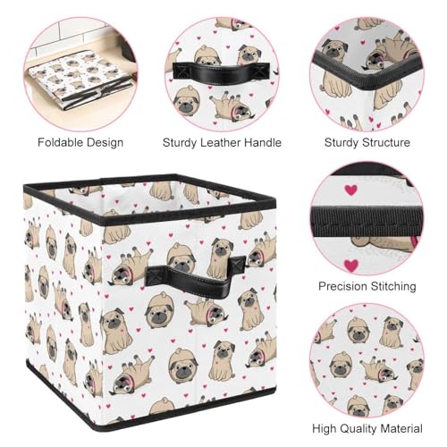 Boîte de rangement cube motif carlin pliable avec poignées solides