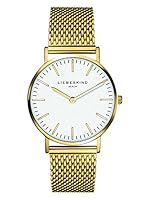 LIEBESKIND Damen Analog Quarz Uhr mit Edelstahl, IP gold-weiß