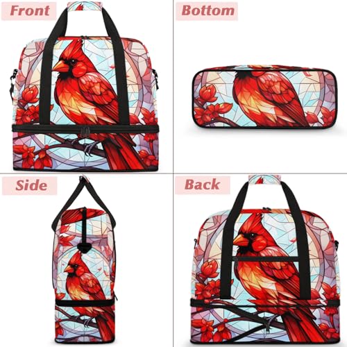 Large Weekender Overnight Bags Abstract Bird Glass Travel Duffel Bag for Women Men Gym Bag With Shoe Compartment Foldie Travel Tote Bag Carry On Personal Item Bag for Travel Gym Sports3