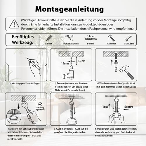 BQBQHONE Bettgalgen für ältere, Galgen für Bett Tragkraft 300kg, Bett Aufstehhilfe Höhenverstellbar (120-170cm), Stand und Transferhilfe Für Schlafzimmer, Pflegezimmer